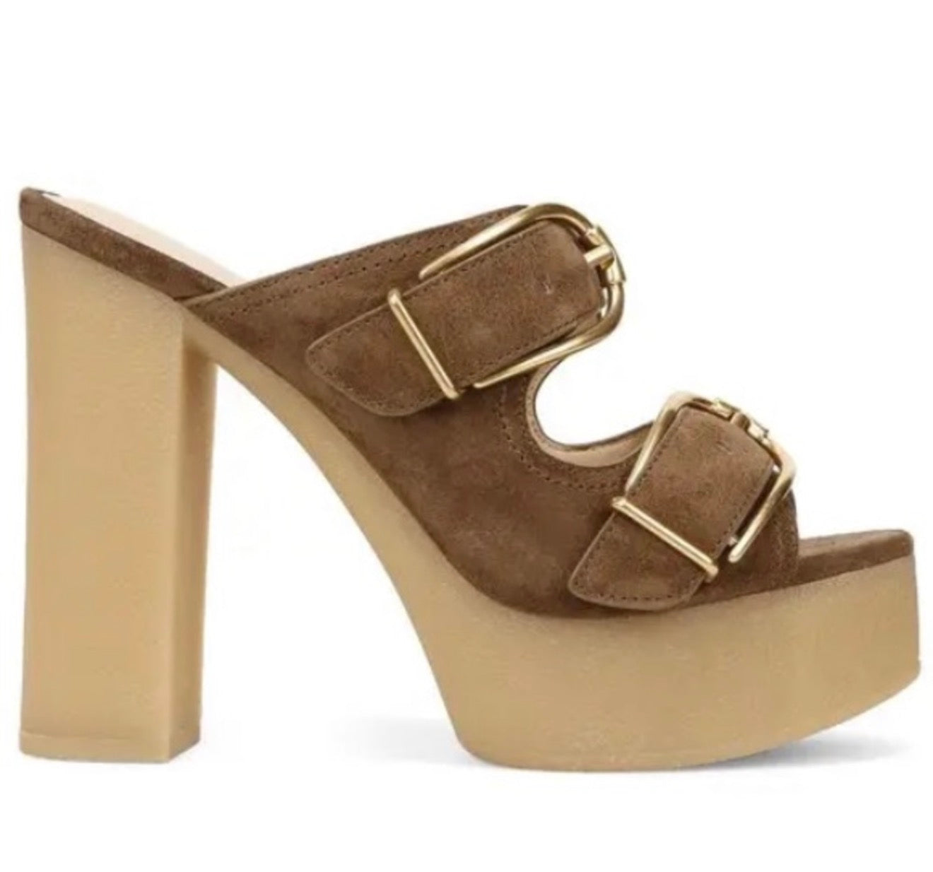 Veronica Beard Garrick Platform Slide Sandals Mocha Brown Suede Size 10 $395