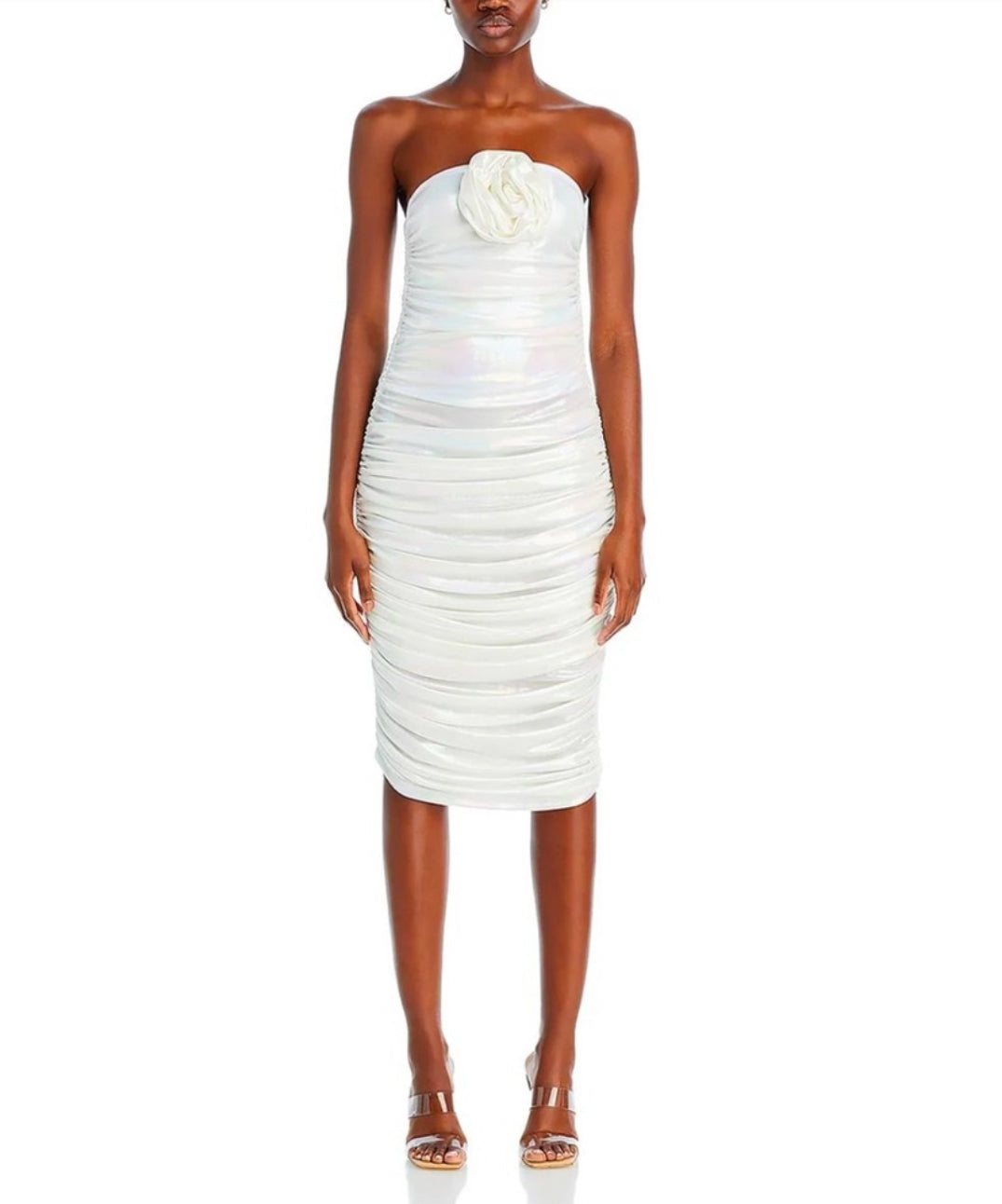 BAHÍA MARÍA Roxane Ivory
Iridescent Ruched Cocktail Dress Sz
Small $484