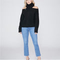 Paige Lorilee Cold Shoulder Turtleneck Wool Sweater BLACK Sz Small