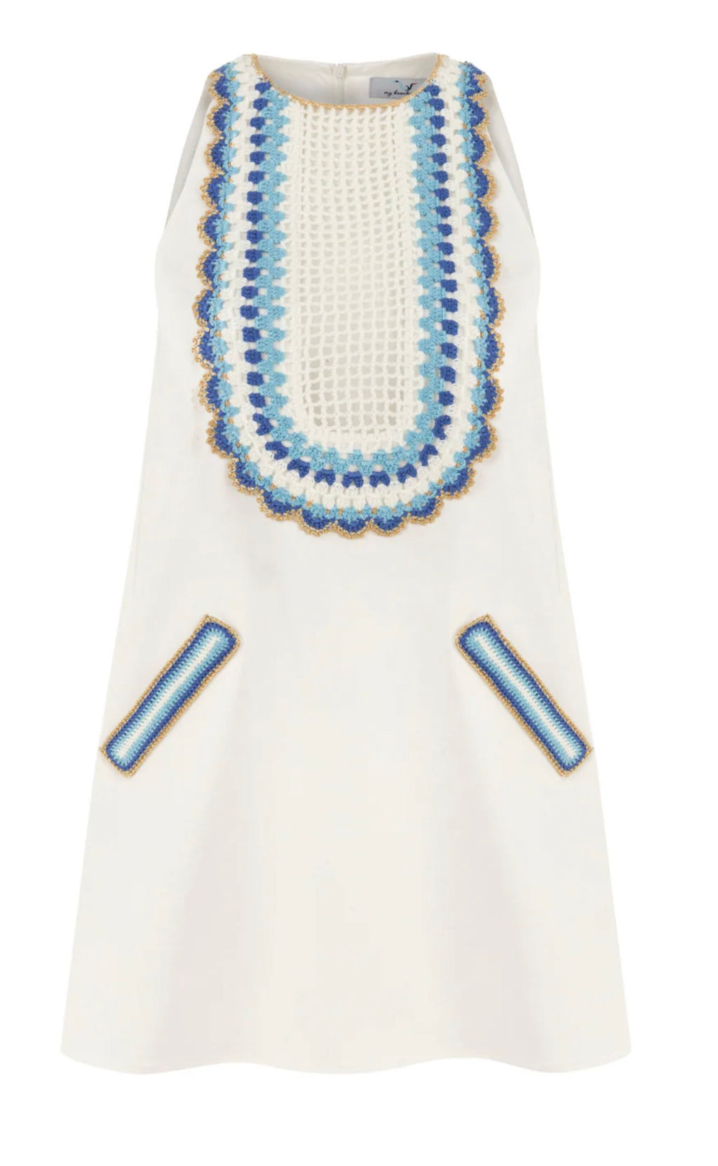 My Beachy Side Arya Hand-Crochet Mini Dress in white Sz Small $378