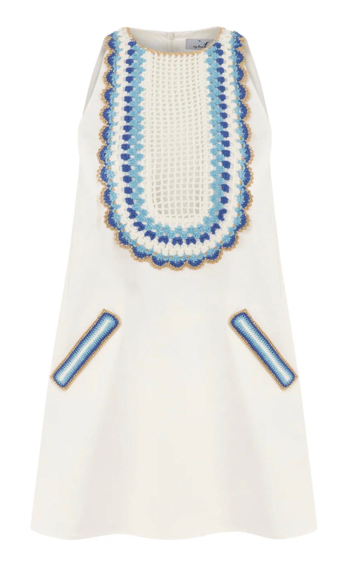 My Beachy Side Arya Hand-Crochet Mini Dress in white Sz Small $378