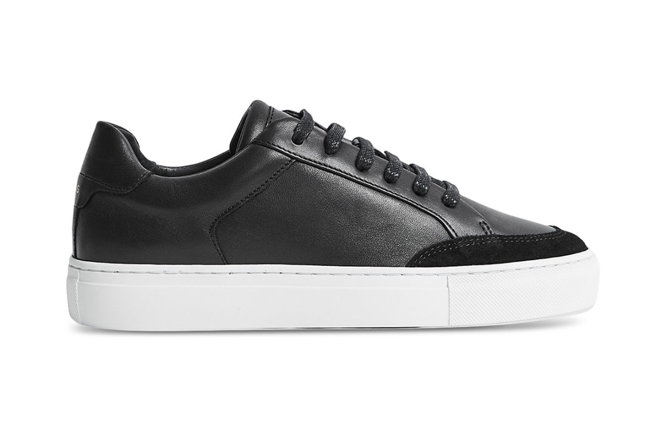 Reiss Women’s Ashley Low Top Leather Sneaker - Black & White - Size 9 NIB $225