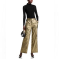 Elie TAHARI The Hannah Gilded Wide Leg Trousers Pants Brushed Gold sz 4 $295