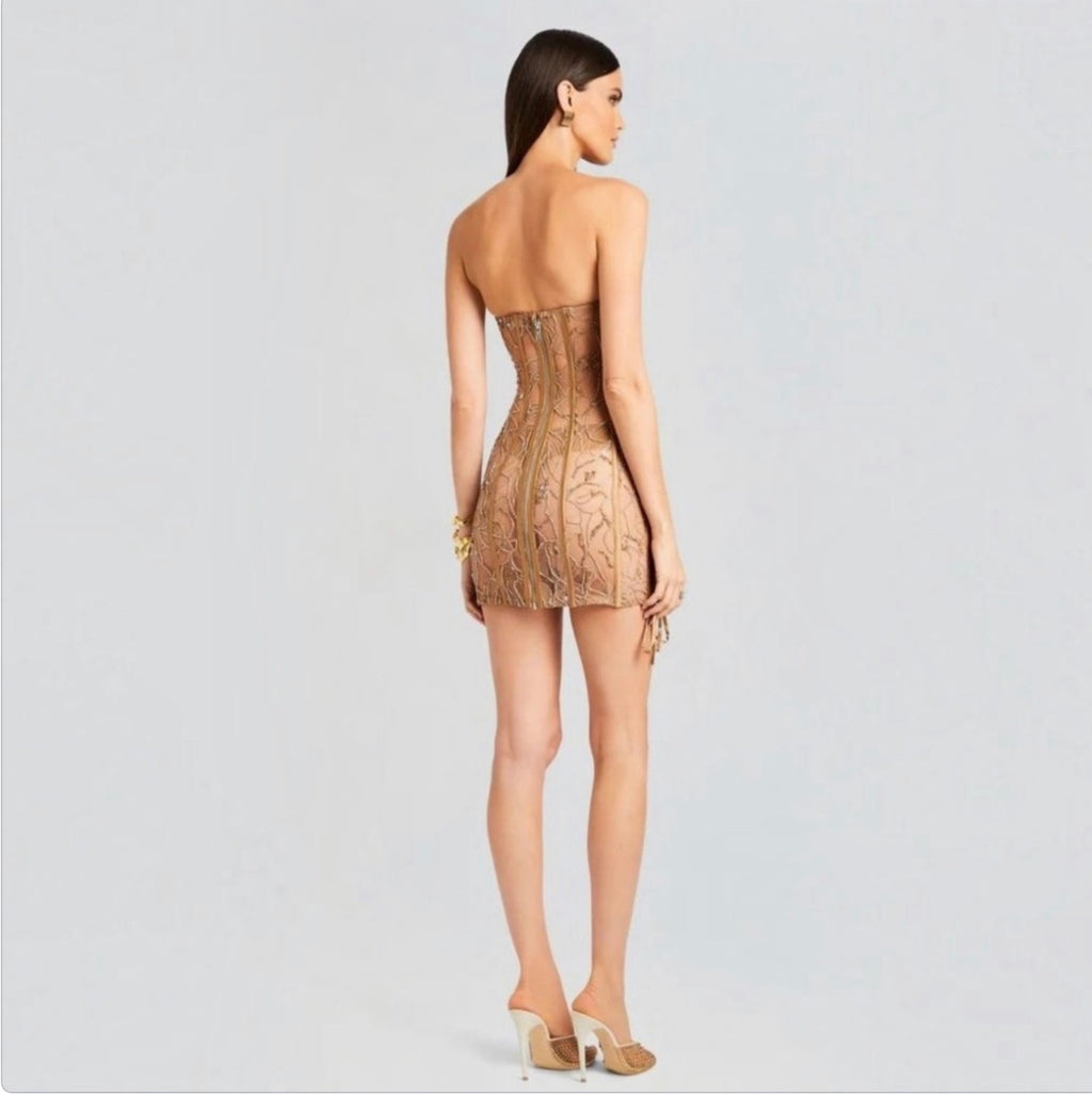 Retrofete Matilda Mini Dress in Tannin Sz Large
