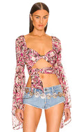 DUNDAS x REVOLVE Fleetwood Blouse Multi Color Floral XS Silk Top $248