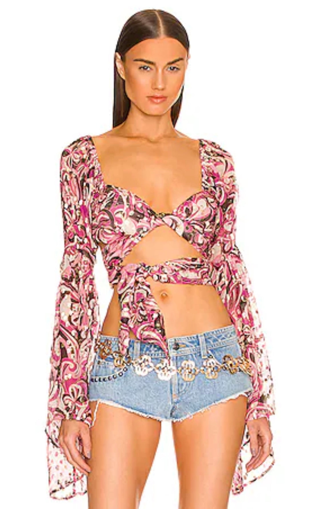 DUNDAS x REVOLVE Fleetwood Blouse Multi Color Floral XS Silk Top $248