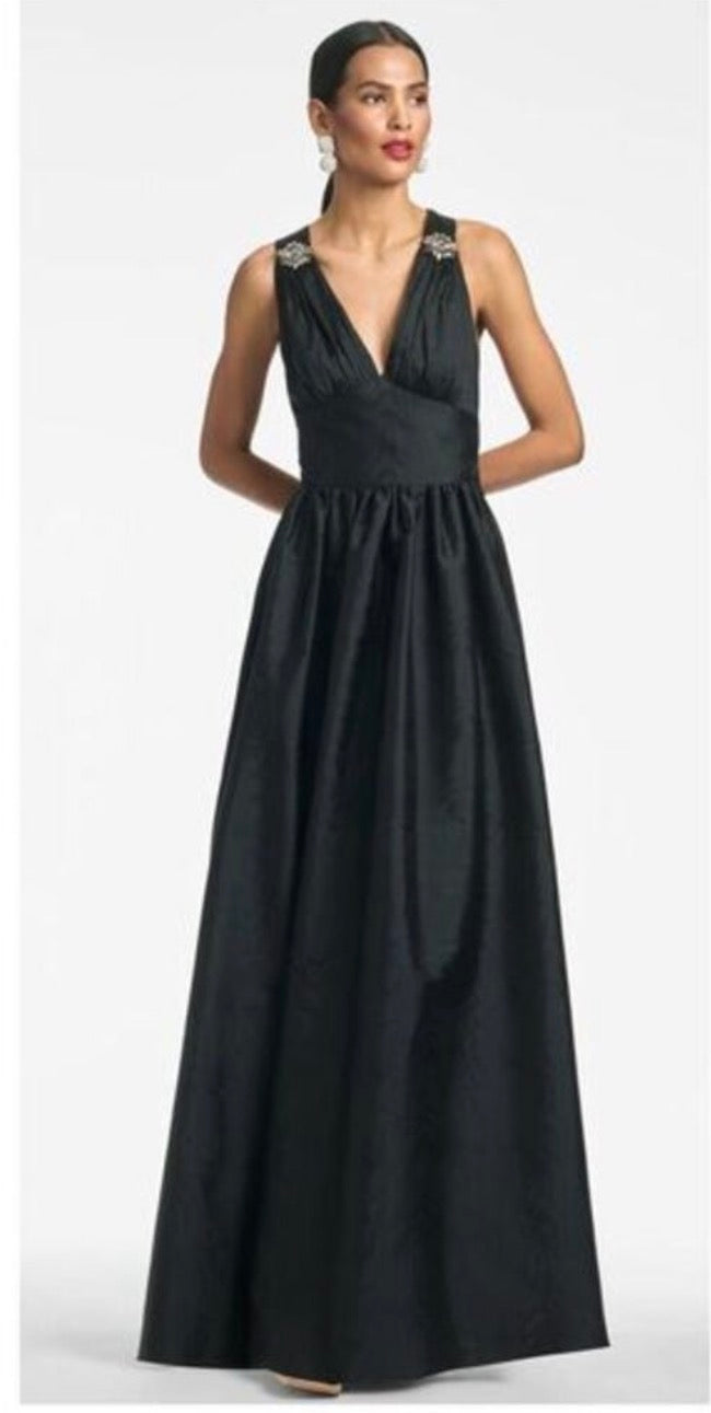 Sachin + Babi Kenzia Black Moiré Taffeta Gown – Size 12 $895