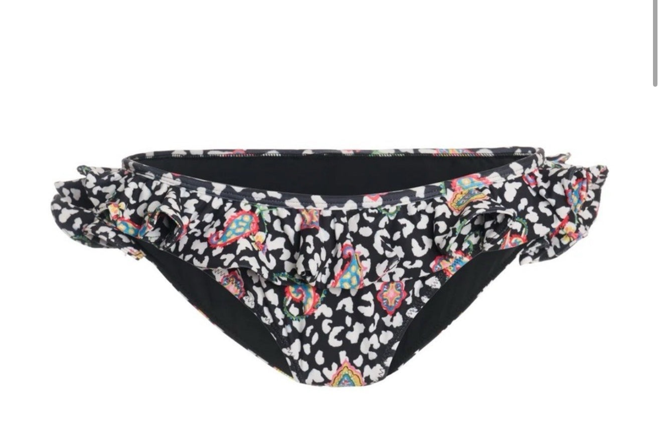 NWT Caroline Constas Lotus Bikini Bottom Black Leopard Paisley  $210
