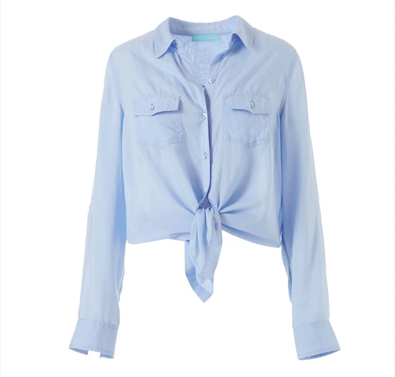 Melissa Odabash Tash Shirt in Cornflower Blue Sz Large $170