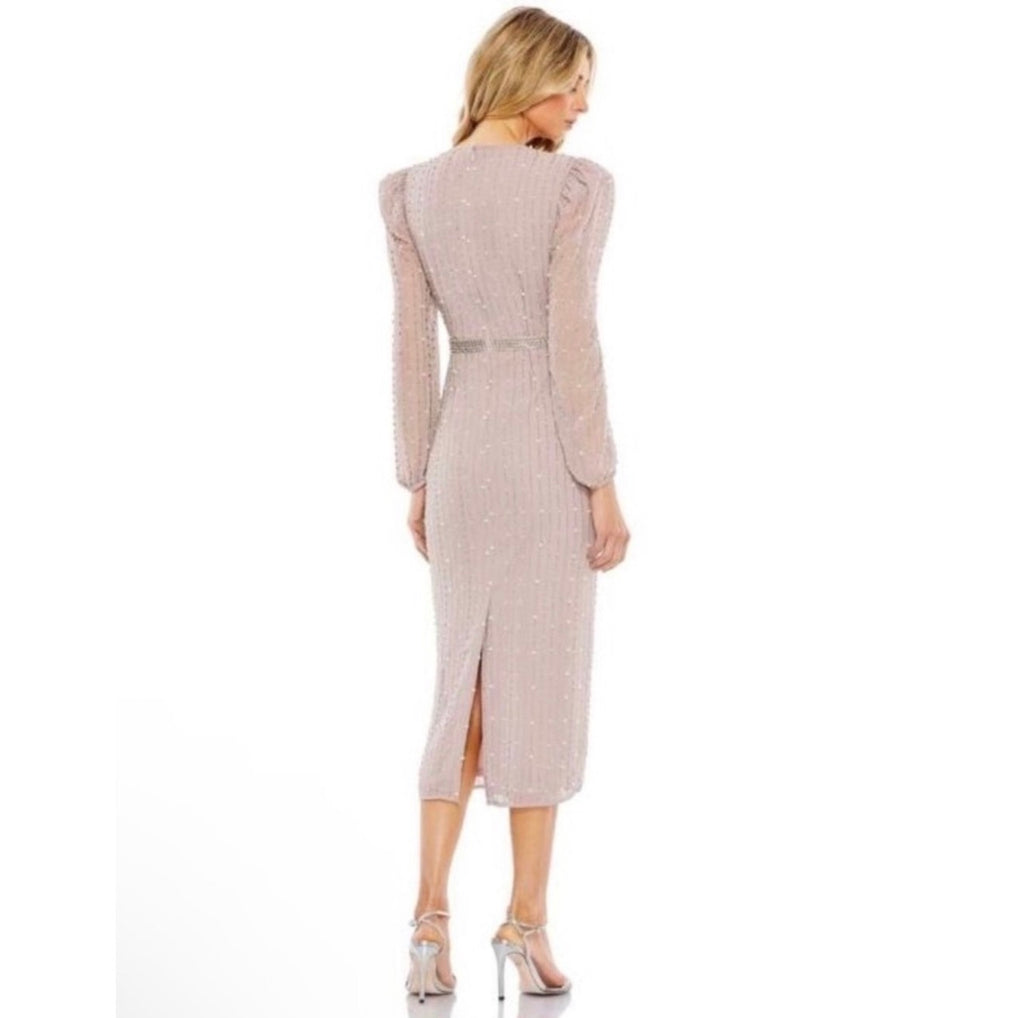 MAC DUGGAL (93622) Vintage Lilac Beaded Long Sleeve Embellished
Dress Sz 8 $498