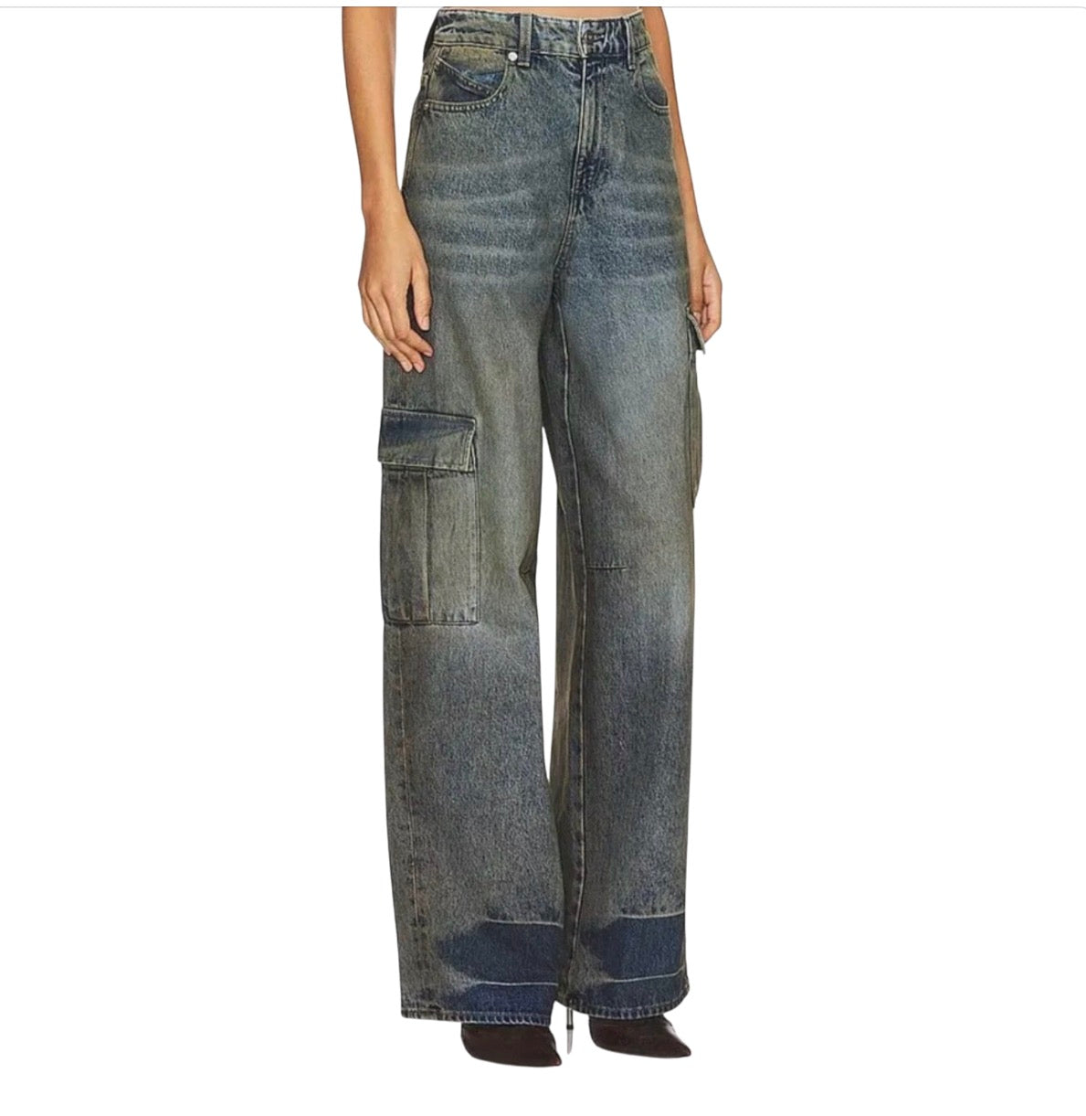 RtA Women's Wide Leg Cargo Jeans Sz 24