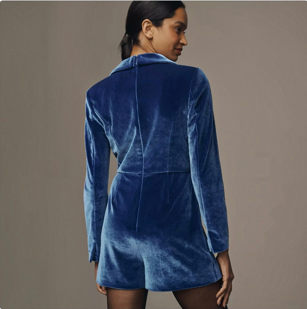 HUTCH Velvet Blazer Romper Jacket in Blue Sz 4