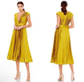 MAC DUGGAL Pleated Cap Sleeve Belted A-Line Dress
#26483 in Chartreuse Sz 10 $338