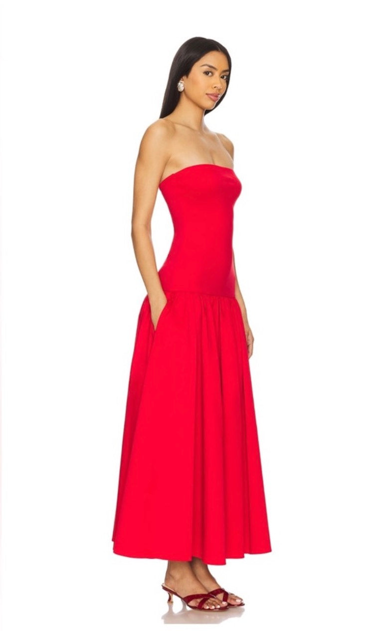 Alice + Olivia Oriana Maxi Dress in Red Sz 4 $395