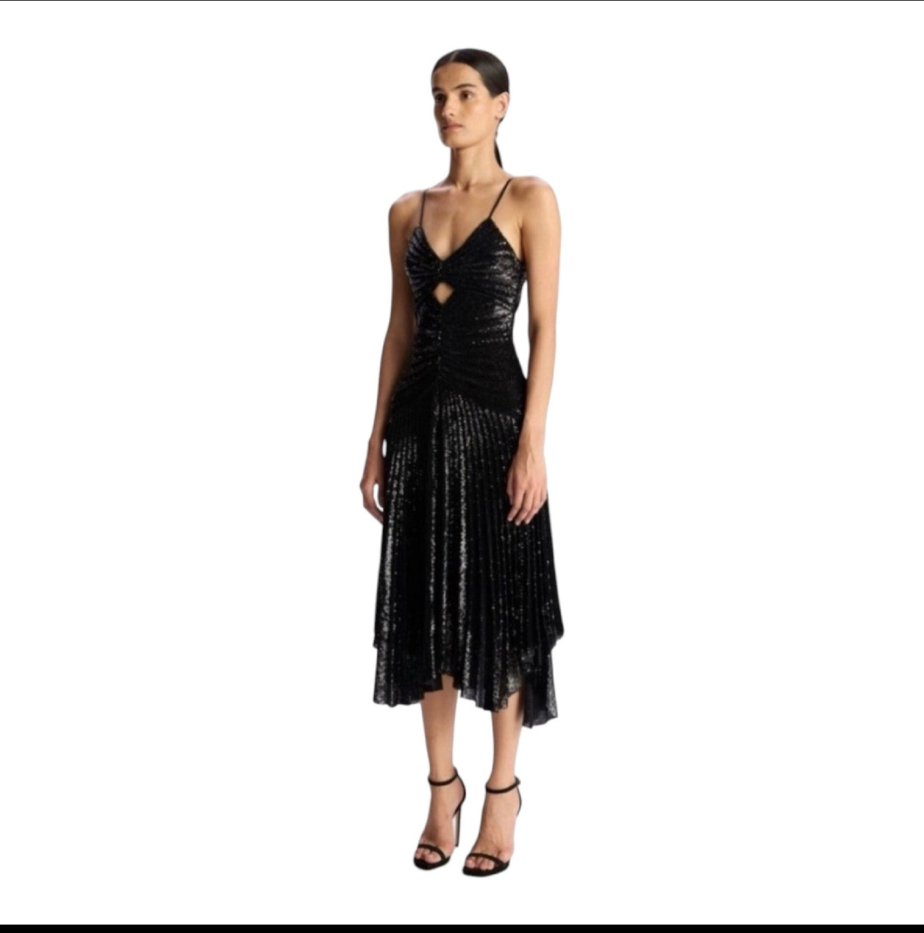 A.L.C. Lou Sequined Keyhole Midi-Dress Black Sz 6