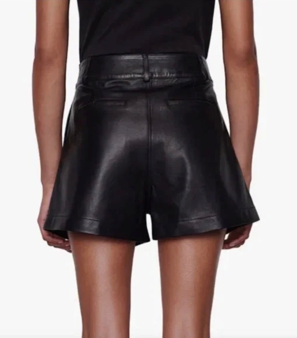 FRAME Pleated Leather Shorts Noir Black High Rise Size 27 $578