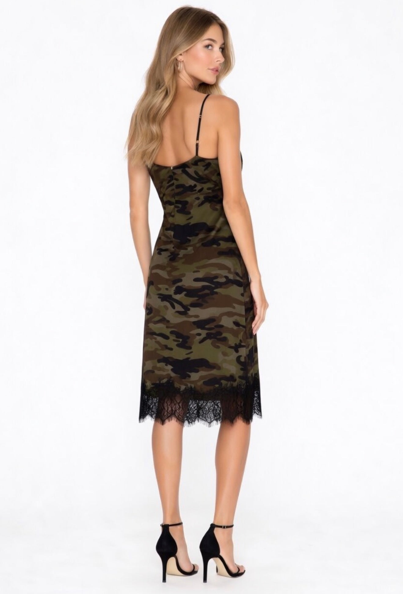 Gold Hawk Silk Coco Slip Dress (Camo) Small $270