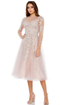 Mac Duggal 30681 Sheer Neckline Illusion Sleeve Dress Vintage Lilac Sz 4 $598