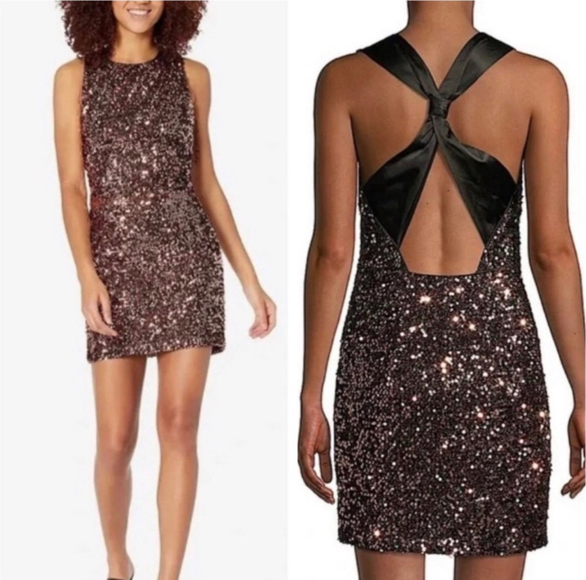 Milly Vivi Tinsel Sequin Mini Dress Gold Sz 4