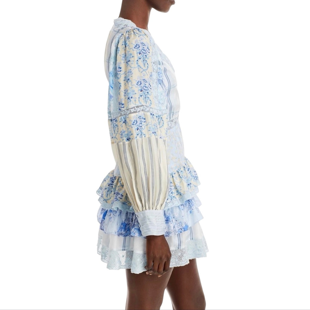 LoveShackFancy Sienne Ocean Spray Mist Silk Mini Dress Size 4