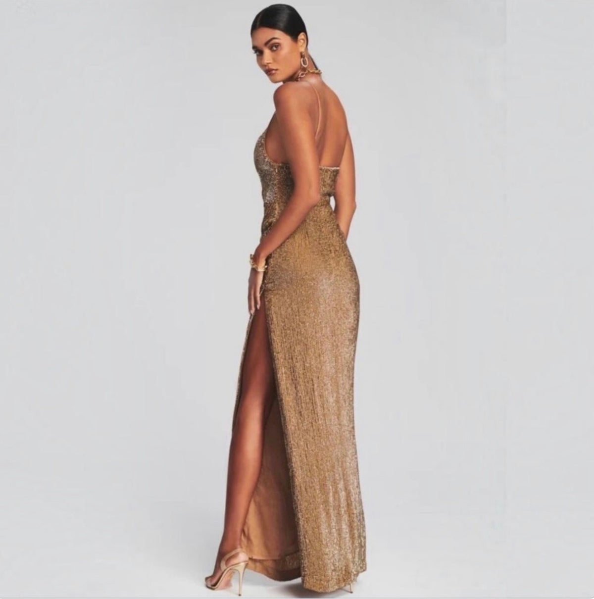 RETROFÊTE KATYA SEQUIN
DRESS IN BRONZE Sz XS