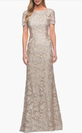 La Femme 29161 Lace Evening Dress Champagne Size 10 $639