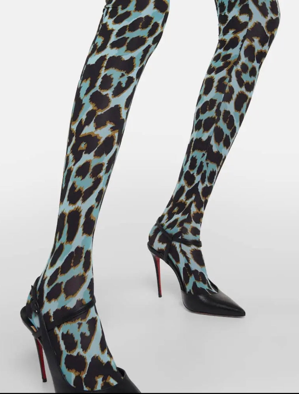 ALEX PERRY Cadie Leopard Print Tights Blue UK 8 US 4 $650