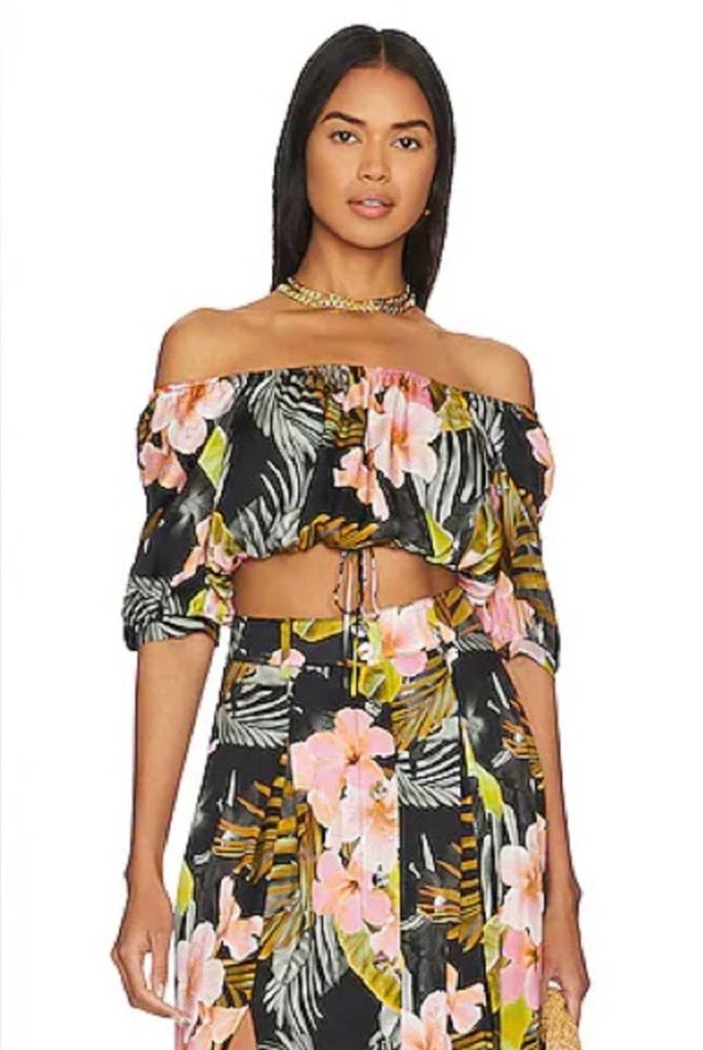 Favorite Daughter ANYWHERE WITH YOU Crop Top in Hawaiian Vacay Small $198