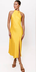 Hutch
Mari Sleeveless Halter Midi Dress in DAFFODIL Sz Small $275