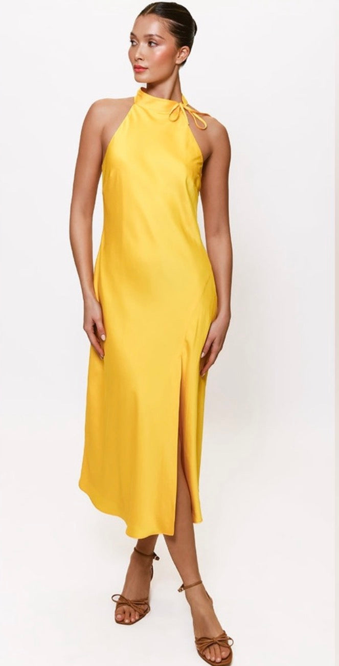 Hutch
Mari Sleeveless Halter Midi Dress in DAFFODIL Sz Small $275