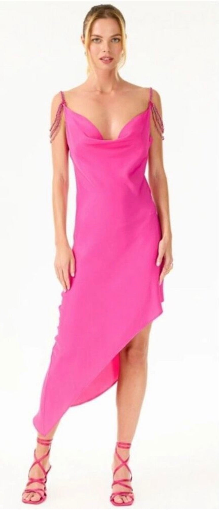My Beachy Side Ruby Beaded Dress in Fuschia Sz Small $385