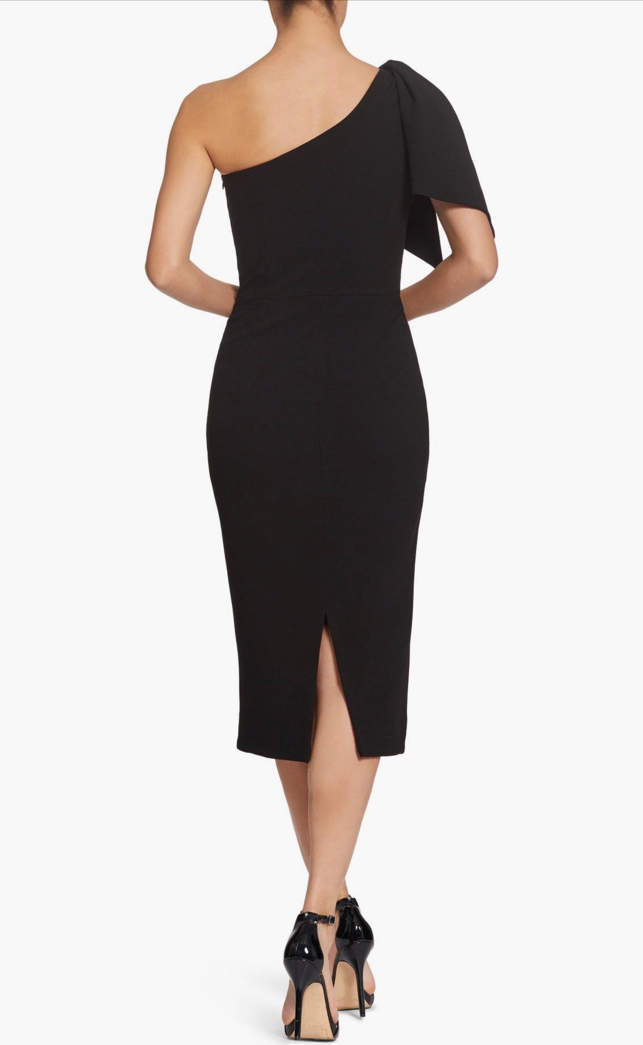 Dress the Population Tiffany One-Shoulder Midi Dress Black Sz Small