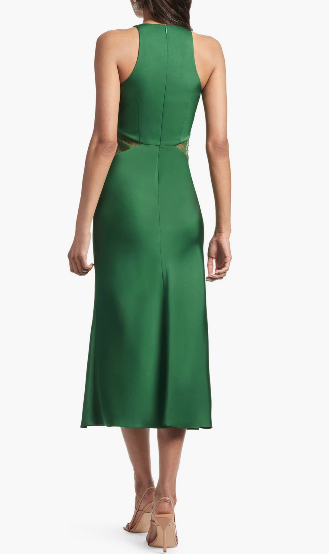 Sachin & Babi Drew Lace Cutout Satin Crepe Dress in Emerald Green Size 2 $465