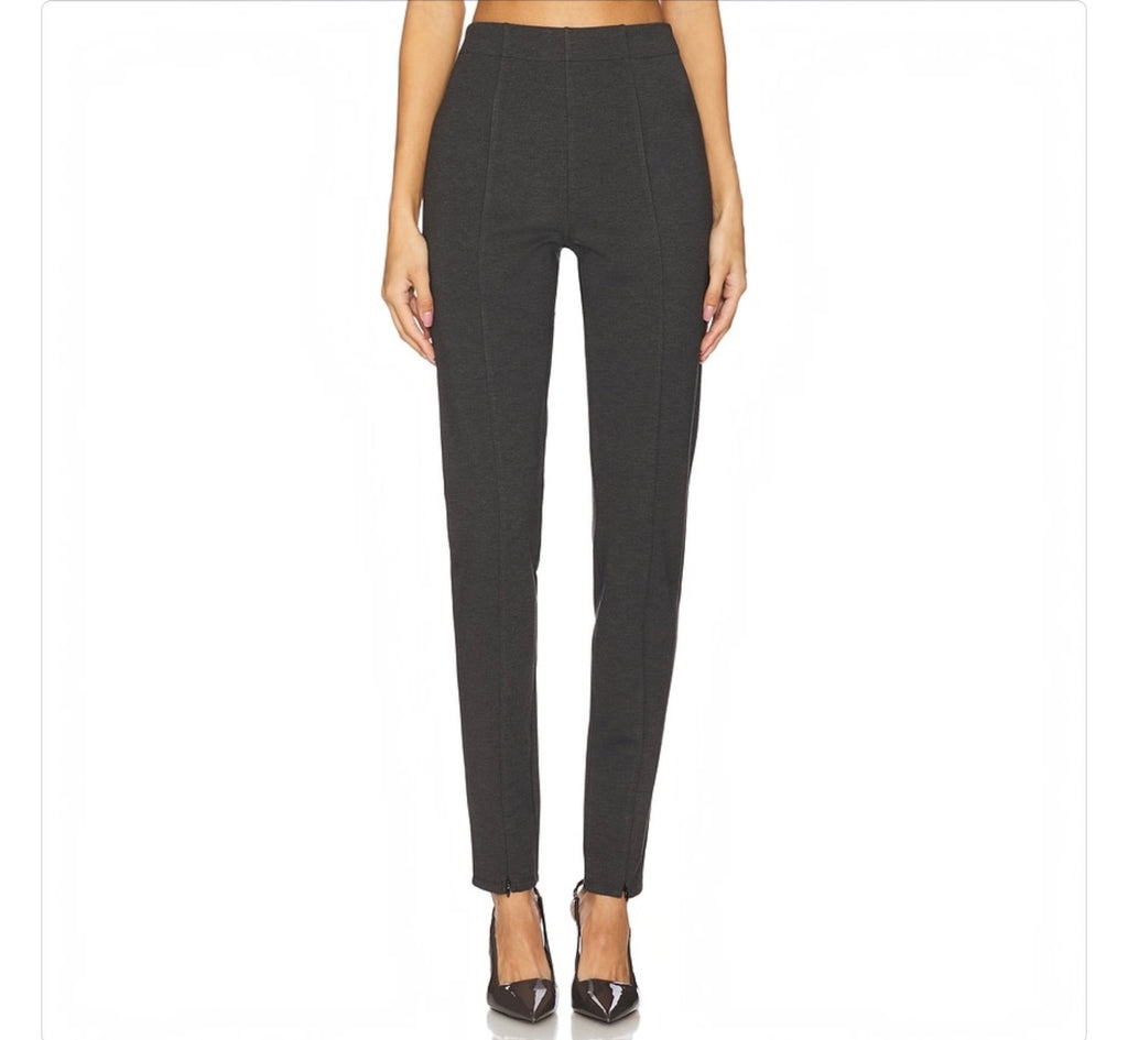 Rue Sophie Vitry Zipper Pants Charcoal Slit Hem Leggings Size Small