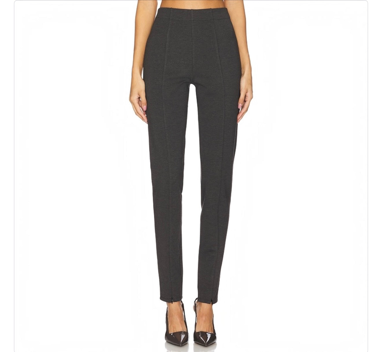 Rue Sophie Vitry Zipper Pants Charcoal Slit Hem Leggings Size Small