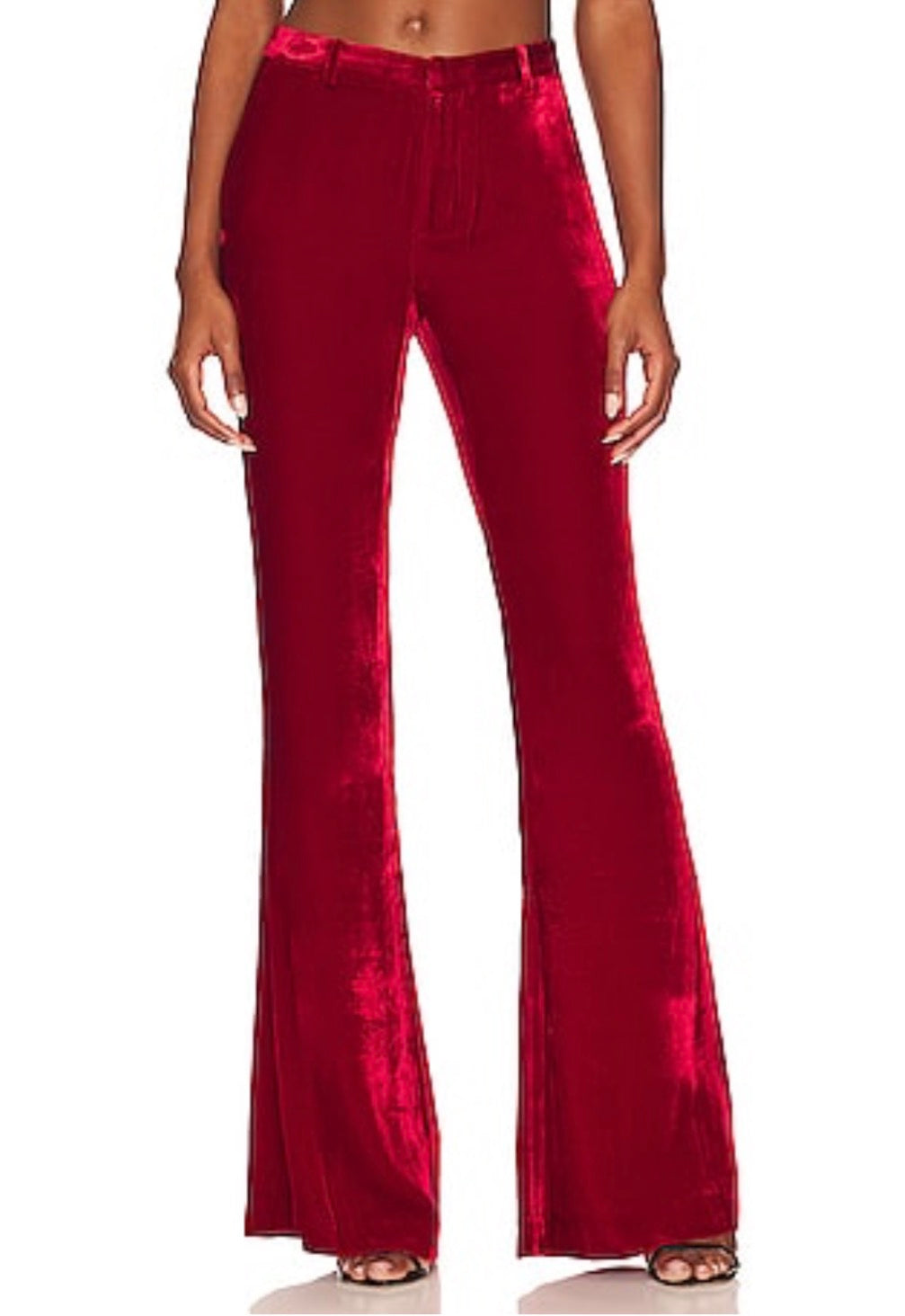 L’AGENCE Lane Velvet Flare Pant Red Dahlia Silk Blend Sz 2 $695