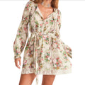 LoveShackFancy Fria Shining Gemstone Floral Lace-Trim Mini
Dress Cream Small