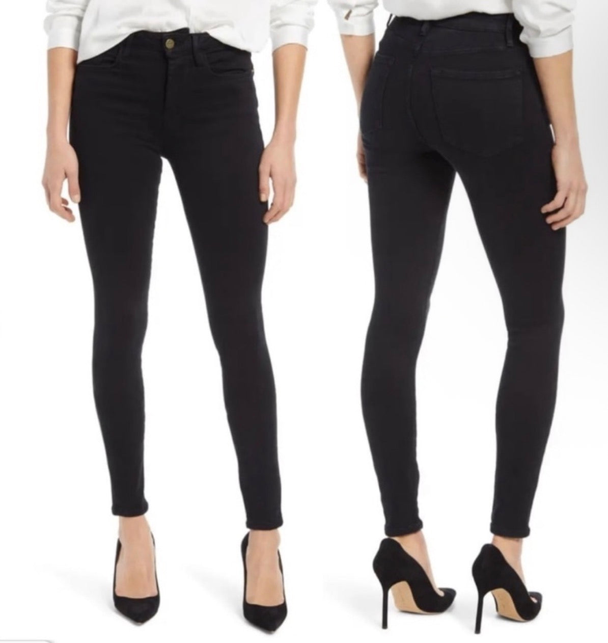 FRAME Women's Le One Skinny
Jeans Black Size 1 fits size 25-28