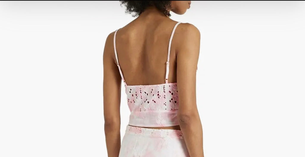 LoveShackFancy Mizu Crop Top & Geanie Skirt Set Pink Party Hand Dye Papershell Top Sz 4 Skirt Sz Small $540