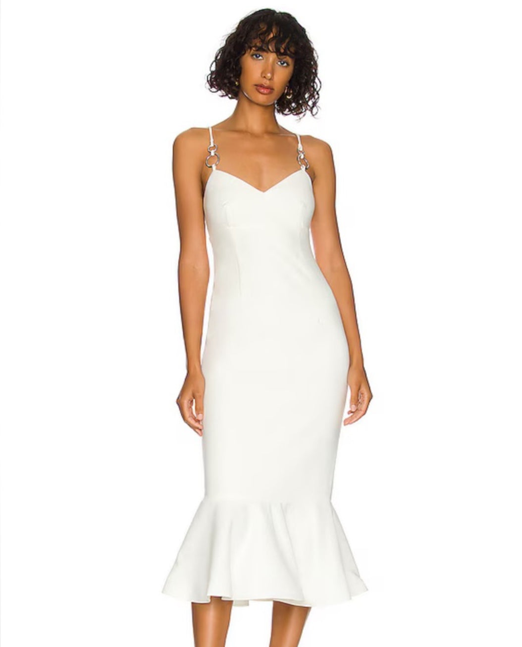 Likely Hirsch Midi Flute Dress in White Sz 2 $298