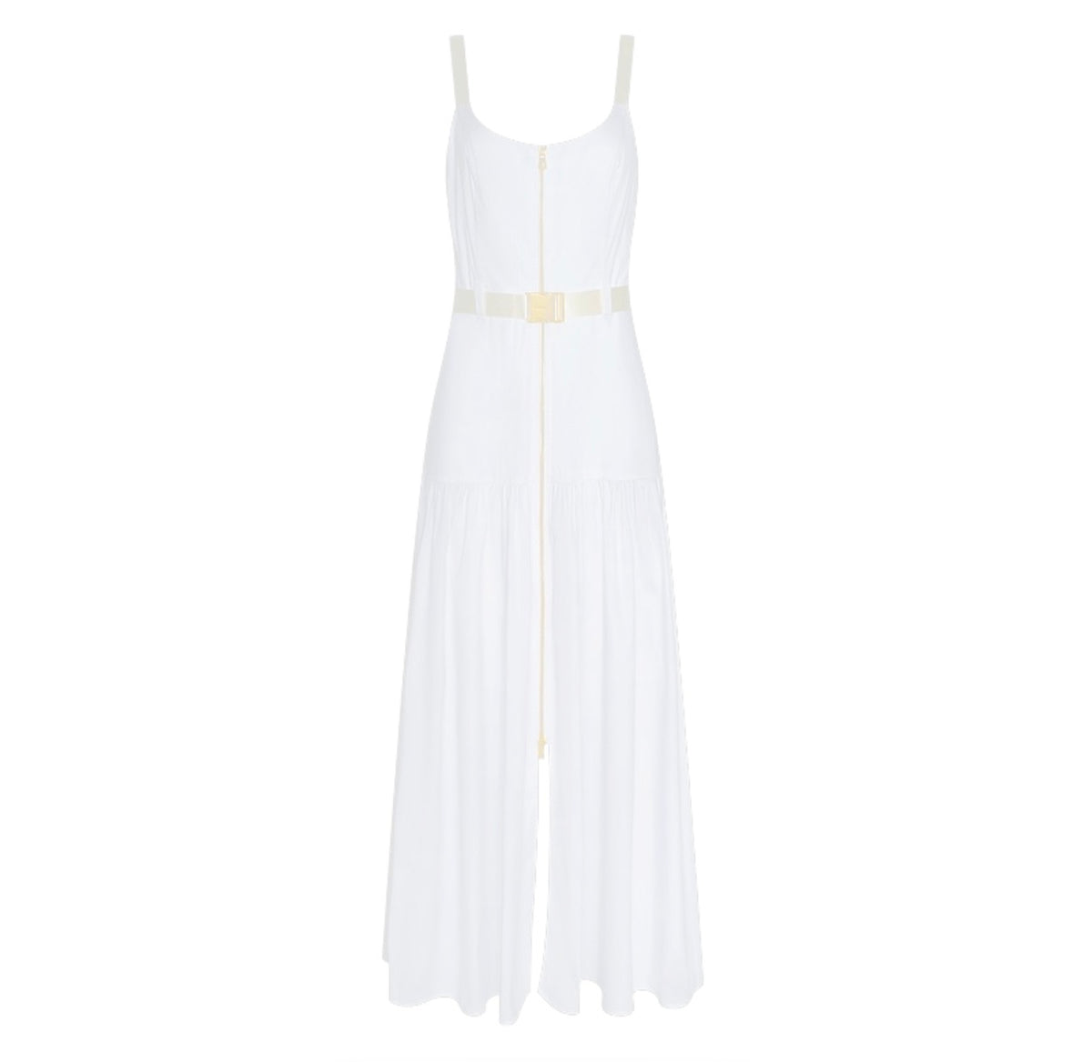 L’AGENCE Rima White Belted Zip Maxi Dress Size 00