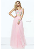 Sherri Hill 50932 Pink Floral Beaded Two Piece Gown NWT Size 0 $598