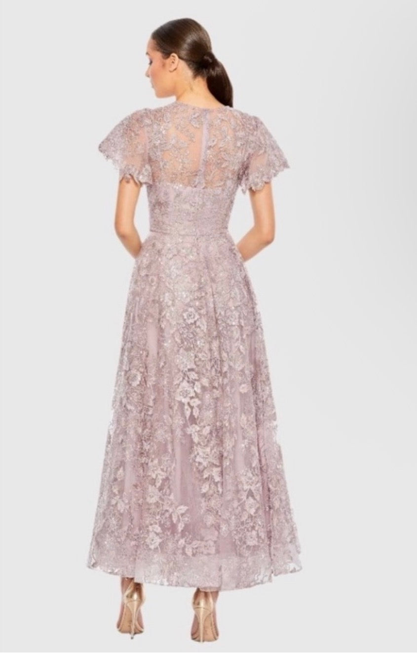 Mac Duggal 50665 Lilac Embroidered High Neck Cap Sleeve Gown NWT Size 8 $698