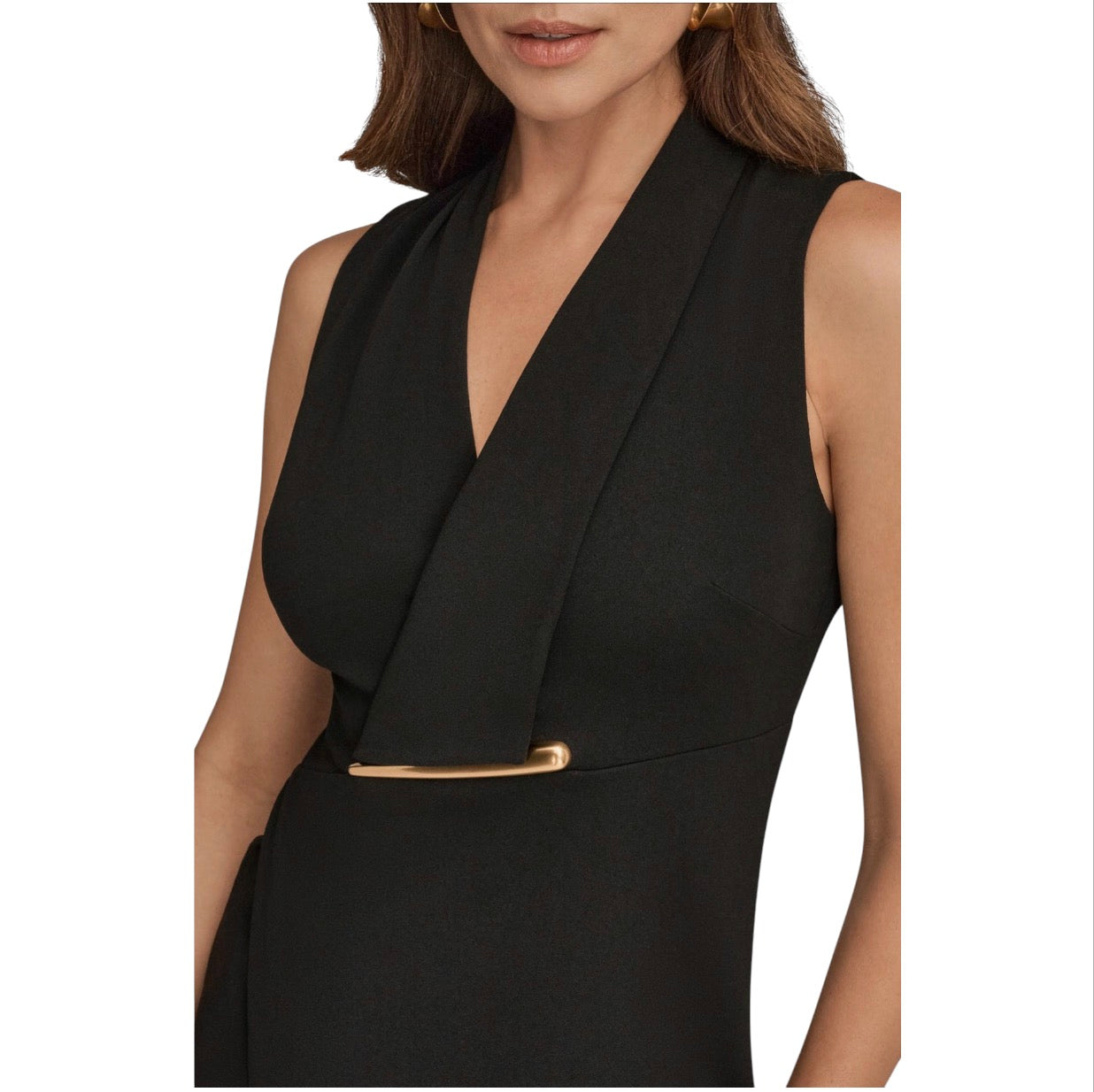 Donna Karan New York Taramind Black Draped Sheath Dress Size 2