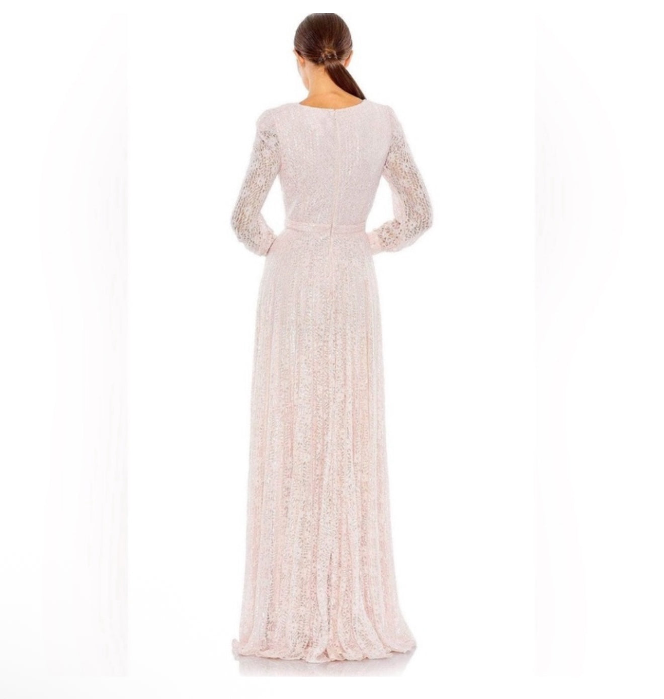 Mac Duggal 93679D Beaded
Lace Long Sleeve Wrap Over Gown Sz 20 $798