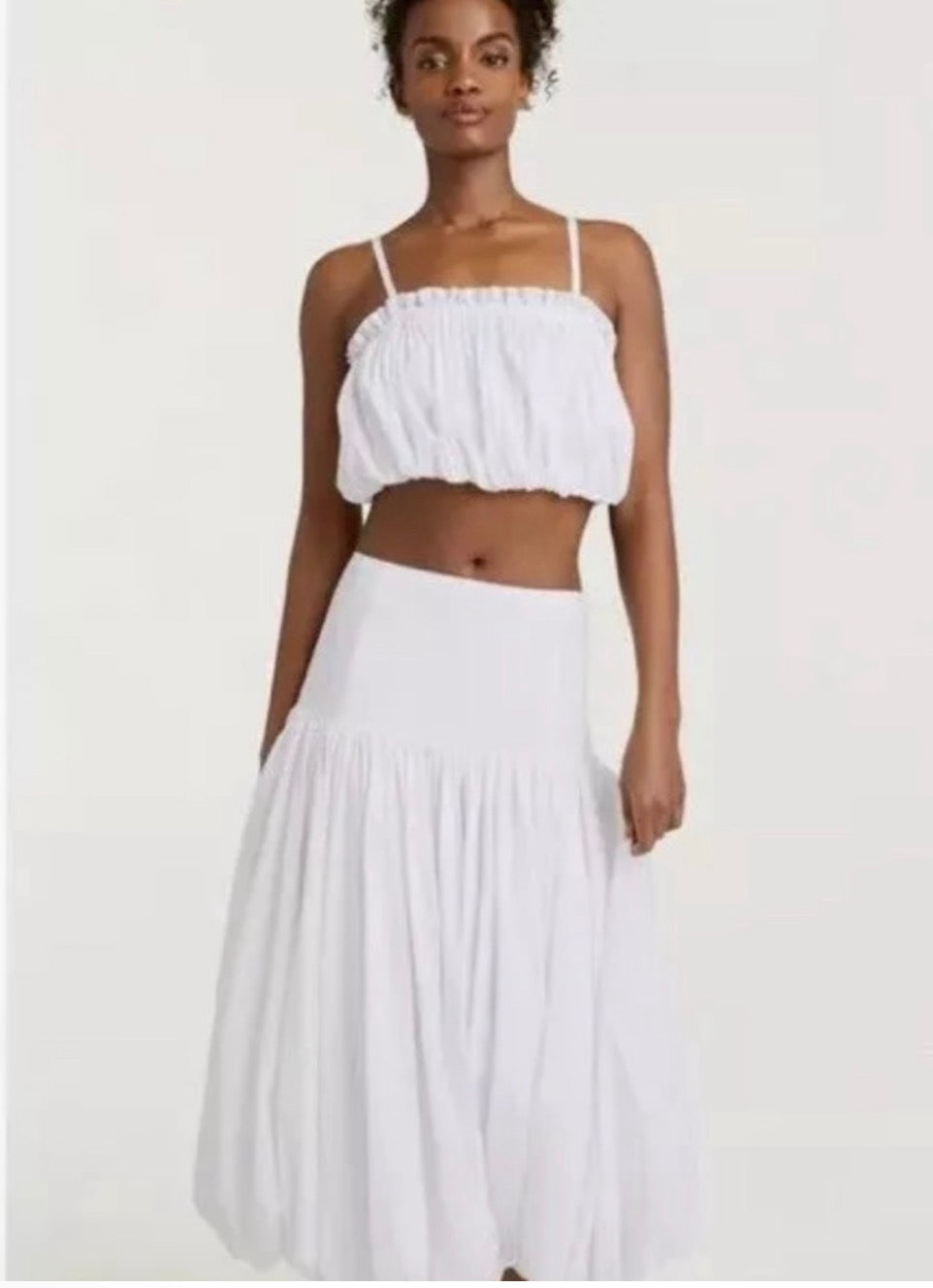 Cinq a Sept Women's White IVEE Crop Puffball Sleeveless Top Sz Large