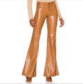 ALICE + OLIVIA
Marshall Vegan Leather High-Rise Bell-Bottom Pants in Camel Sz 0