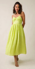 Line & Dot MAIA MIDI DRESS in Chartruese Sz Small $148