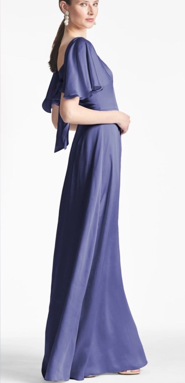 Sachin & Babi Aurora Flutter Sleeve Gown Deep Cobalt Size 2 $325