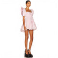 AREA Crystal Trim Poplin Mini Dress Pink Size 10